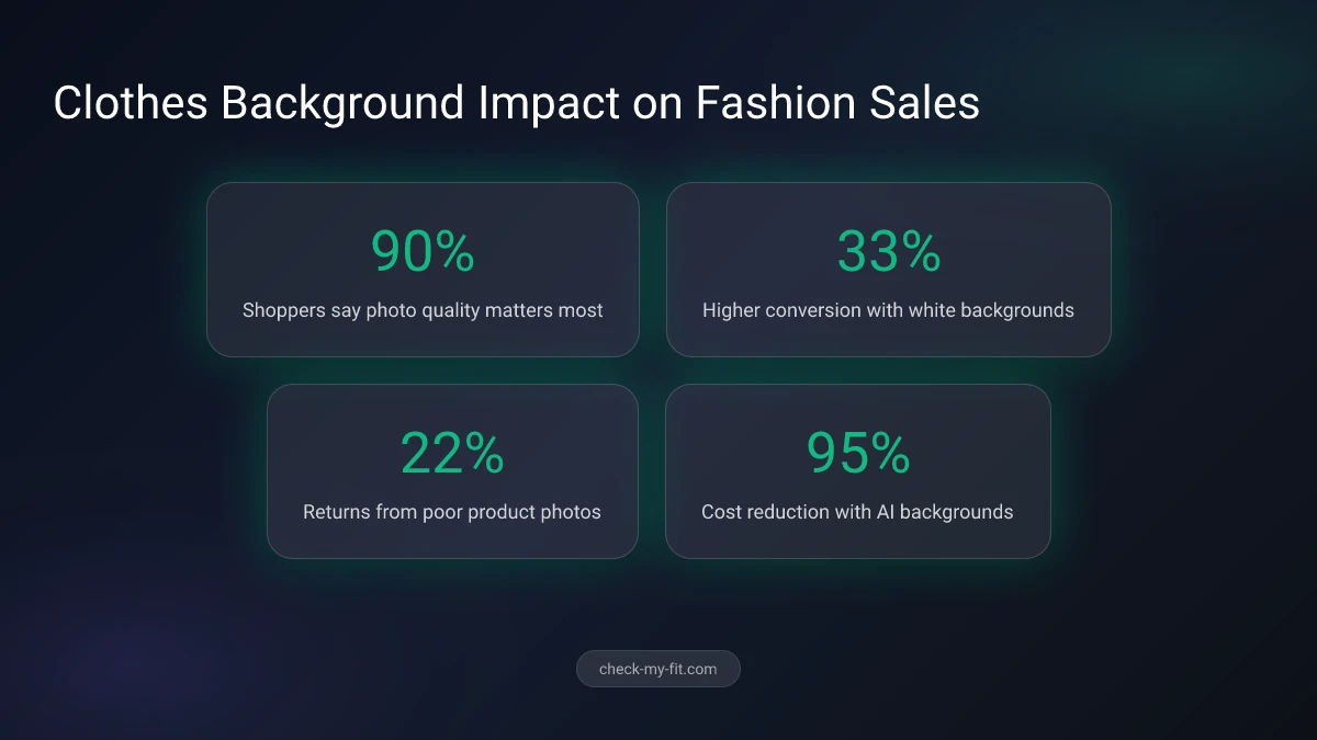 Clothes background photography process from studio to AI generation infographic