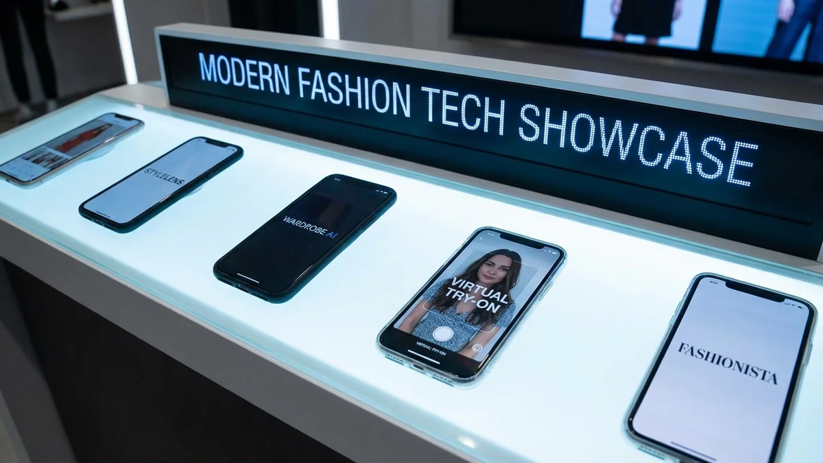 Collection of AI clothes swap apps displayed on multiple smartphone screens