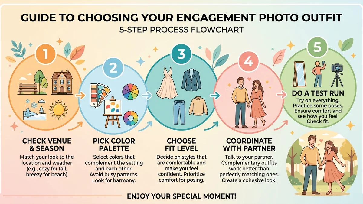 Step-by-step process for choosing engagement photo outfit