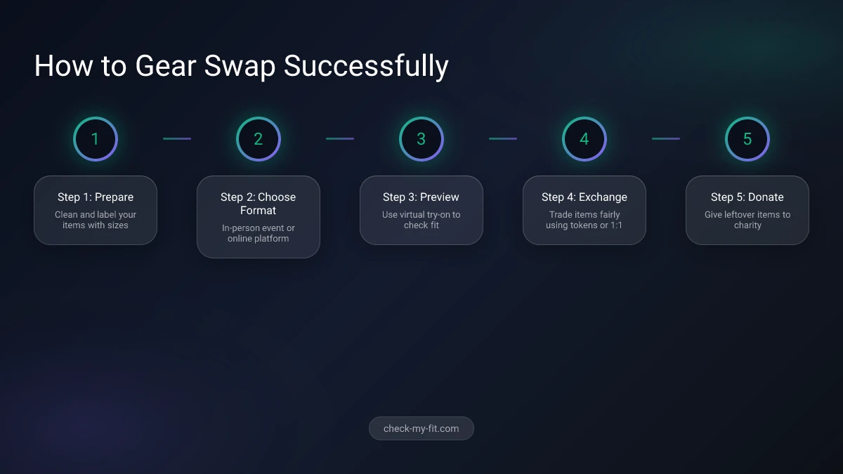 Process infographic showing how virtual try-on works with gear swapping