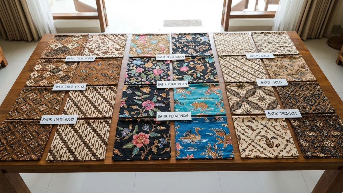 Collection of different Indonesian batik patterns and styles