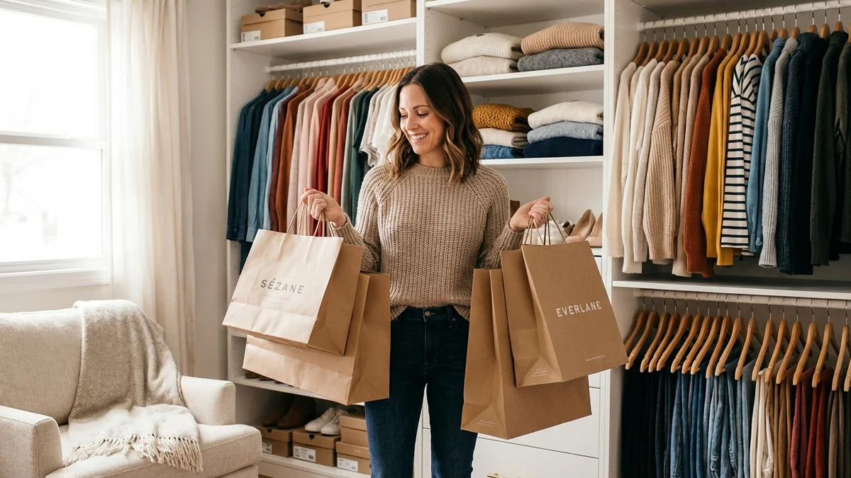 Confident woman with shopping bags
