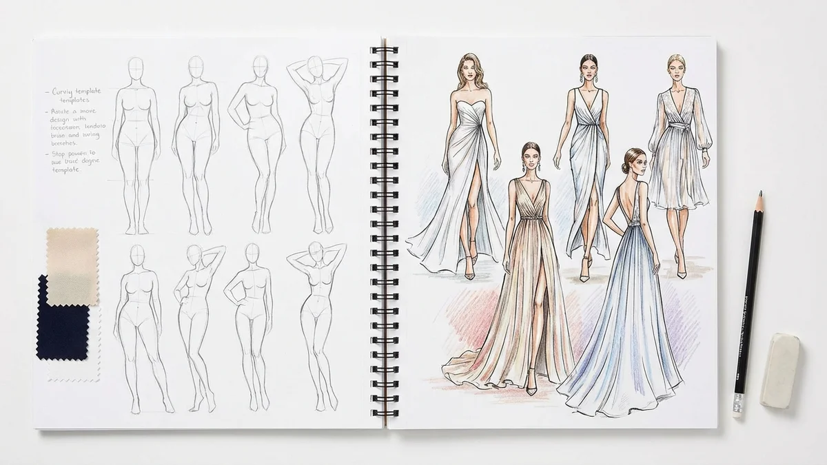 Fashion Design Sketchbook Curvy Templates