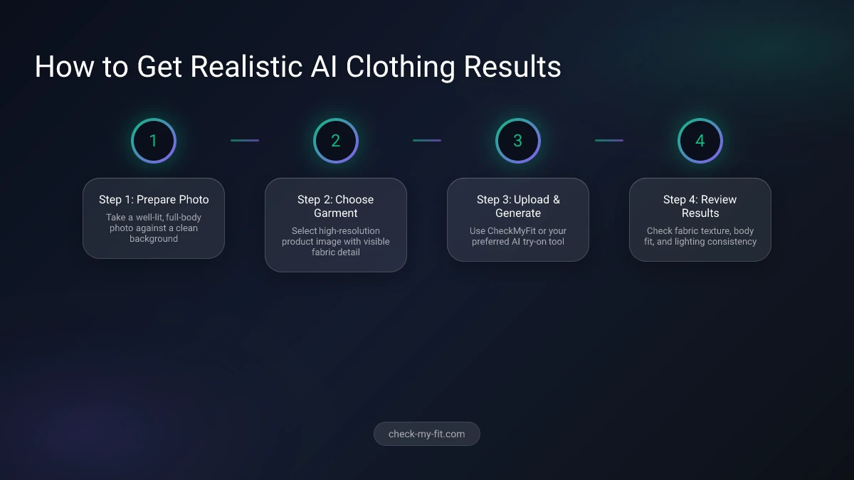 CheckMyFit Realistic Virtual Try-On Process Infographic